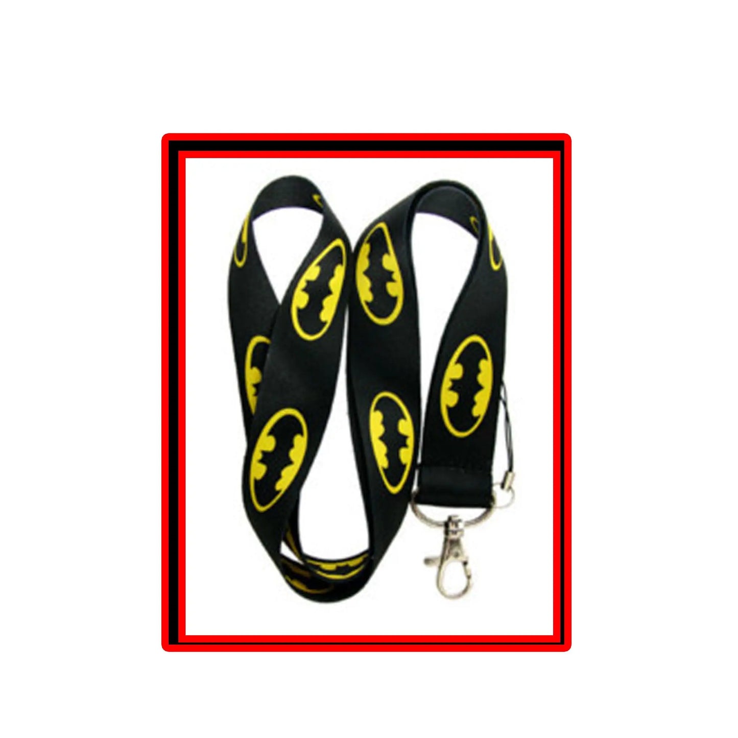 Black and yellow themed lanyard with metal clip and key ring