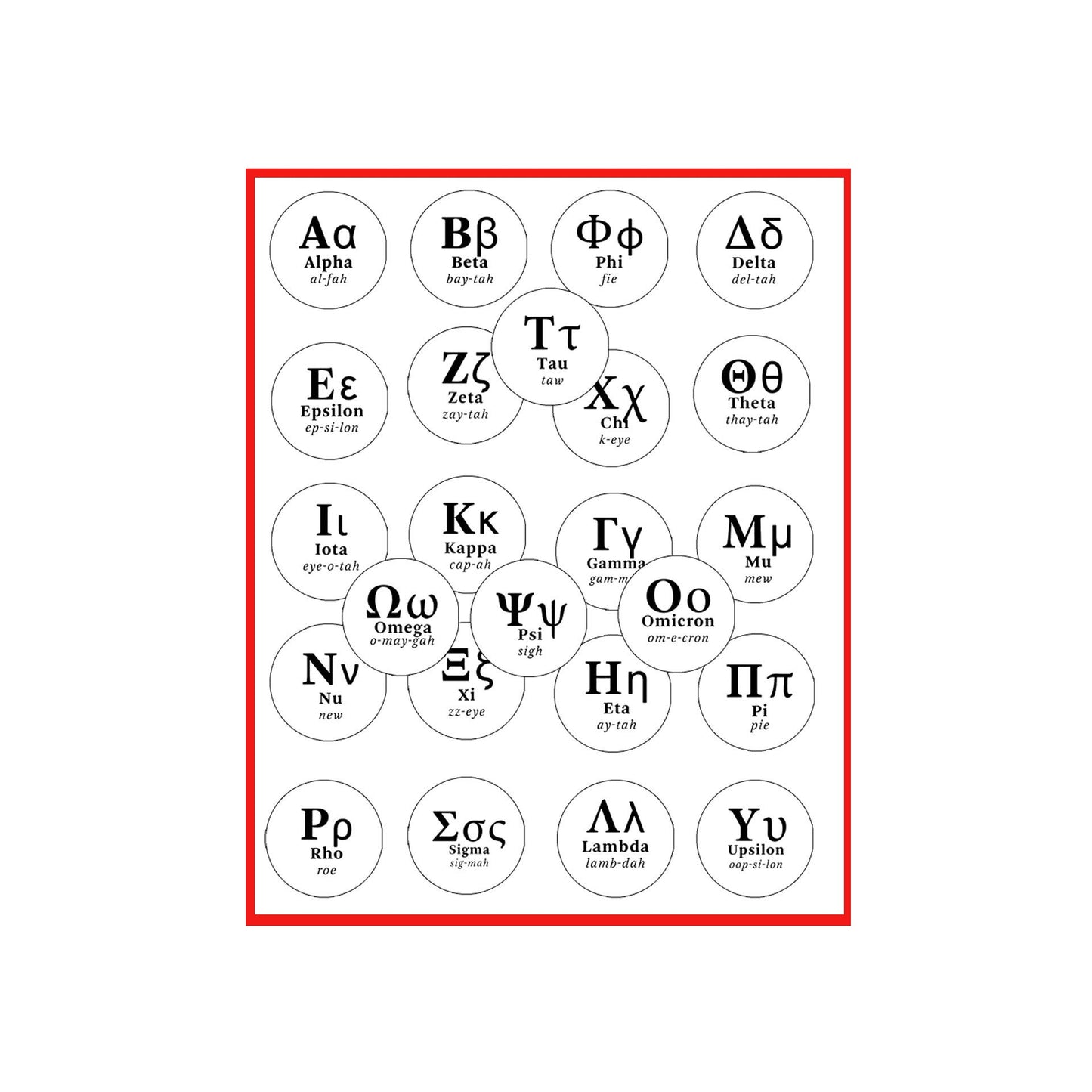 24 Pcs Greek Alphabet Pinbacks 1.25" for Classroom, Conference