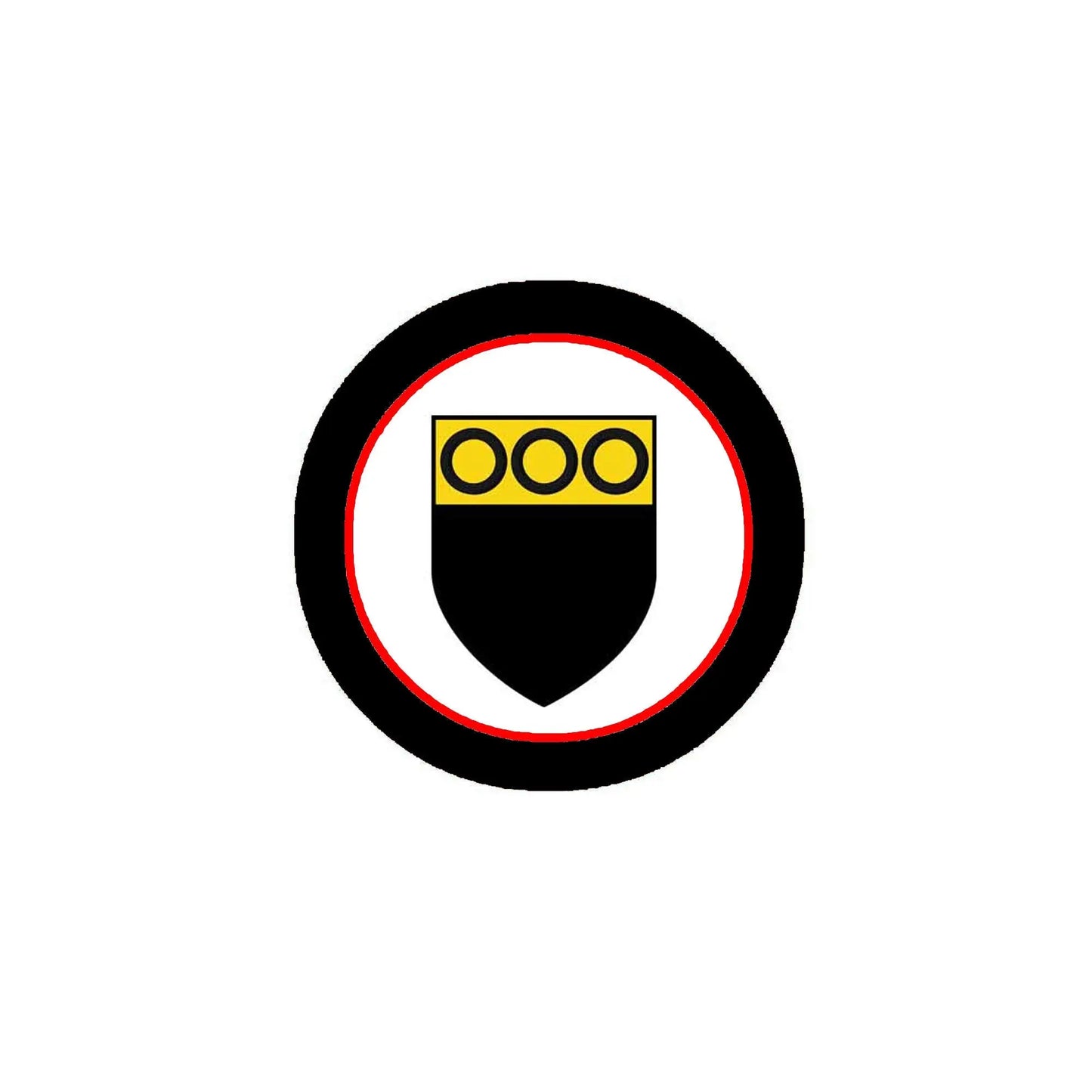 Hogan 3-inch round coat of arms magnet with black shield and red rim