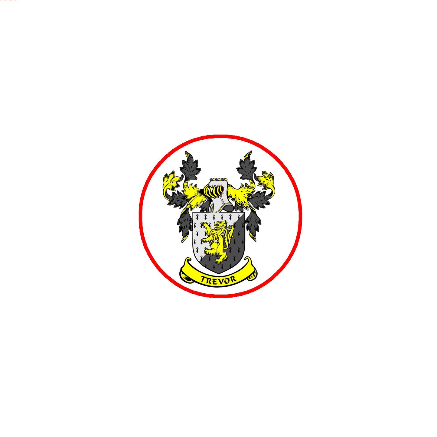 Trevor Family Crest 3" Coat of Arms Fridge Round Magnet