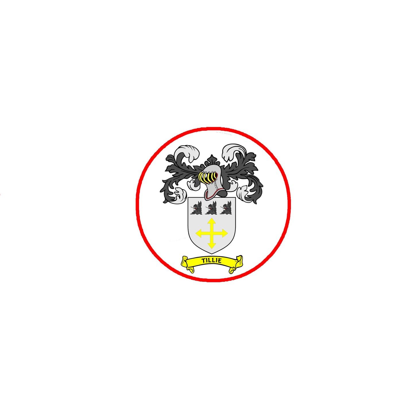 Tillie Family Crest 3" Coat of Arms Fridge Round Magnet