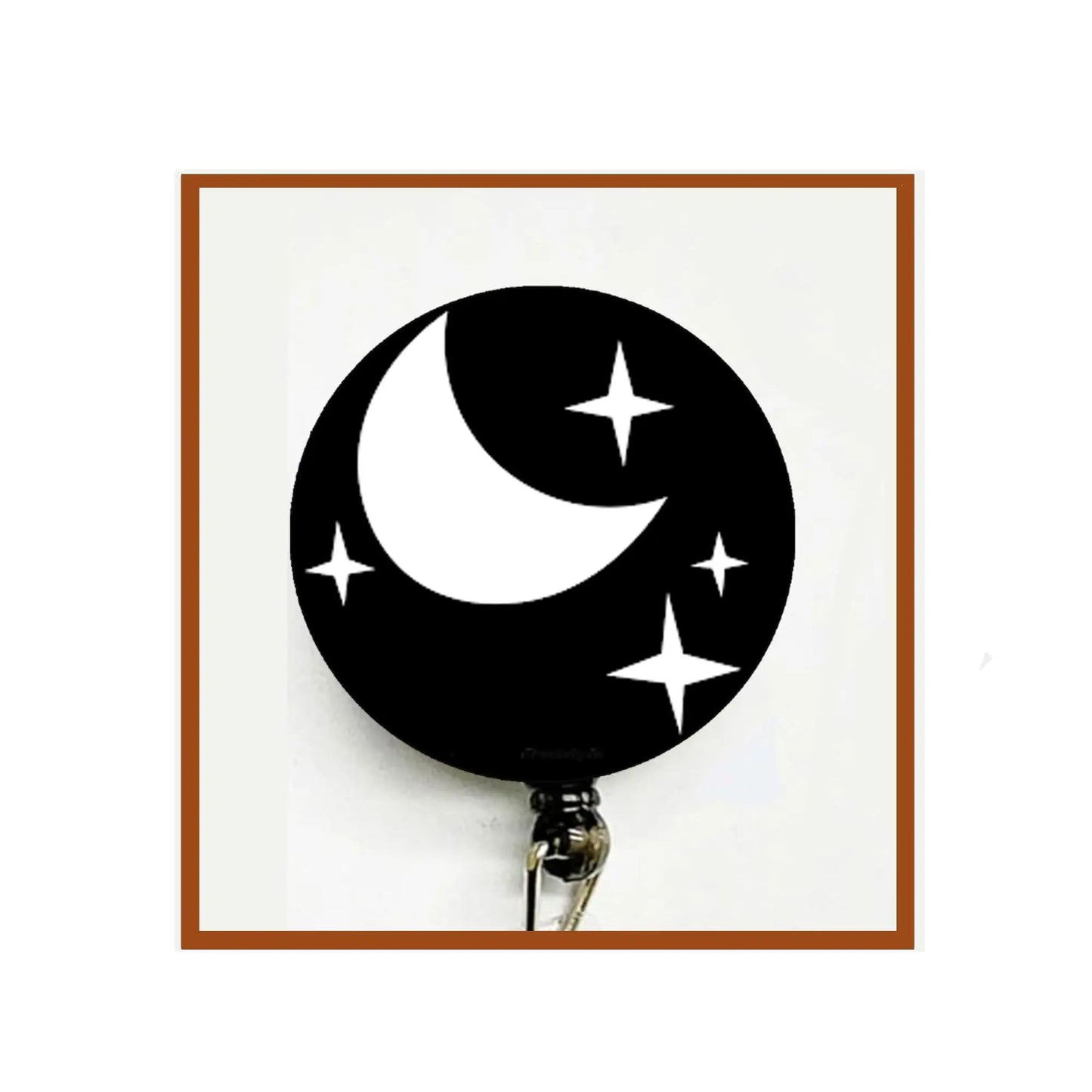 Felt badge reel with moon and star charm