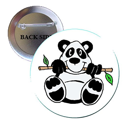 Bear Panda B&W Pinback Button Brooch 1.25"