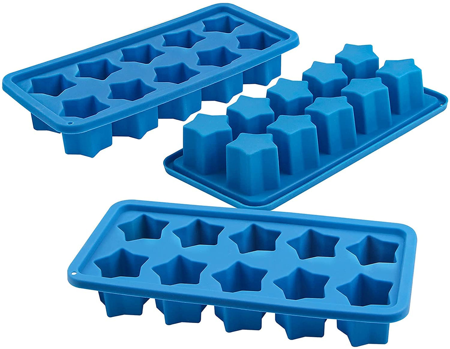 Christmas Silicone Ice Cube Trays Star Shaped Ice Cube Molds Easy Release Jelly Crayon Mold Pack of 3-4th July