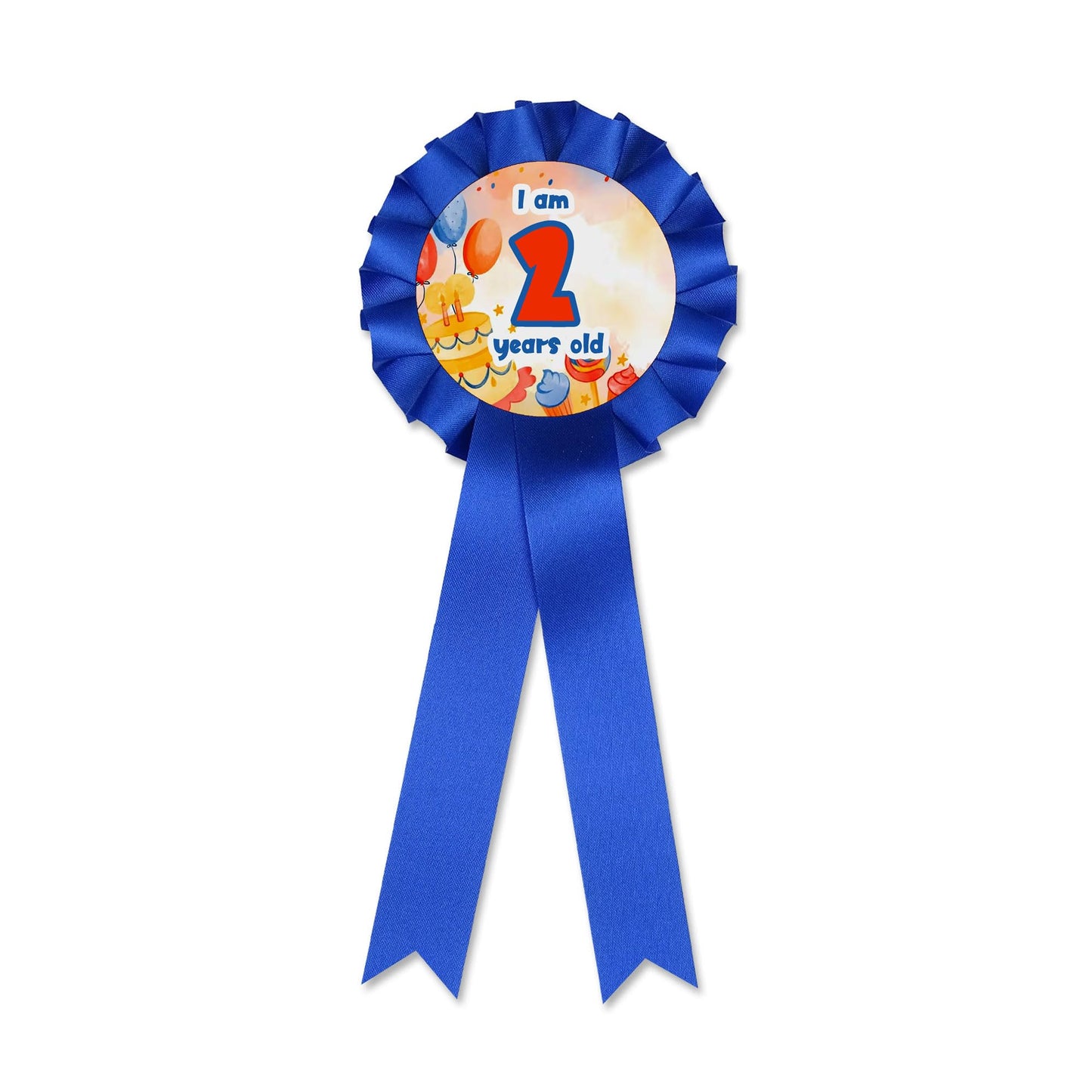 2.25" I am 2 Years Old Pin Party Favor Birthday in a large Rosette Metal Button Pin, Rosette Badge for Girls, Boys, Brooch Party Celebration