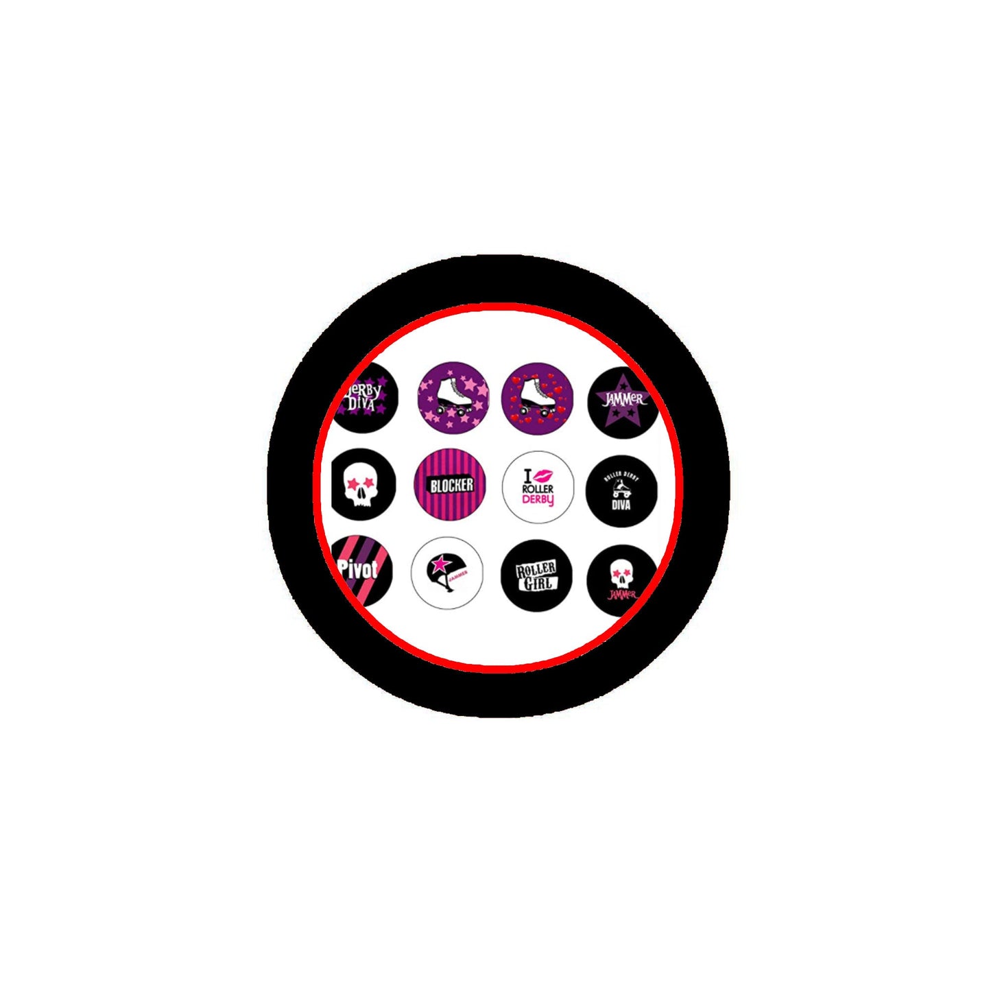 12 Pcs Roller Derby Skaters Sports Collectin Style Pinback 1.25"