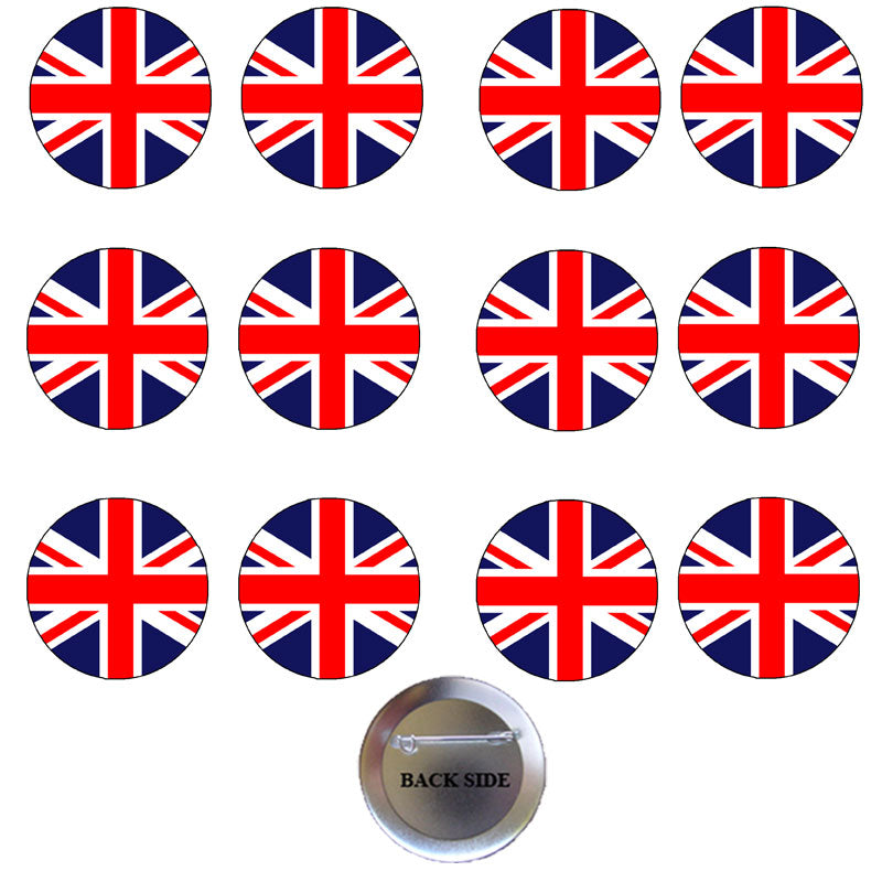 12 Pcs United Kingdom Pinback 1.25"