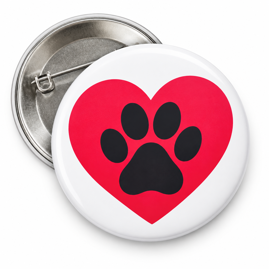 Dog Paw Print On My Heart Pin Badge Pin Button 2.25-inch