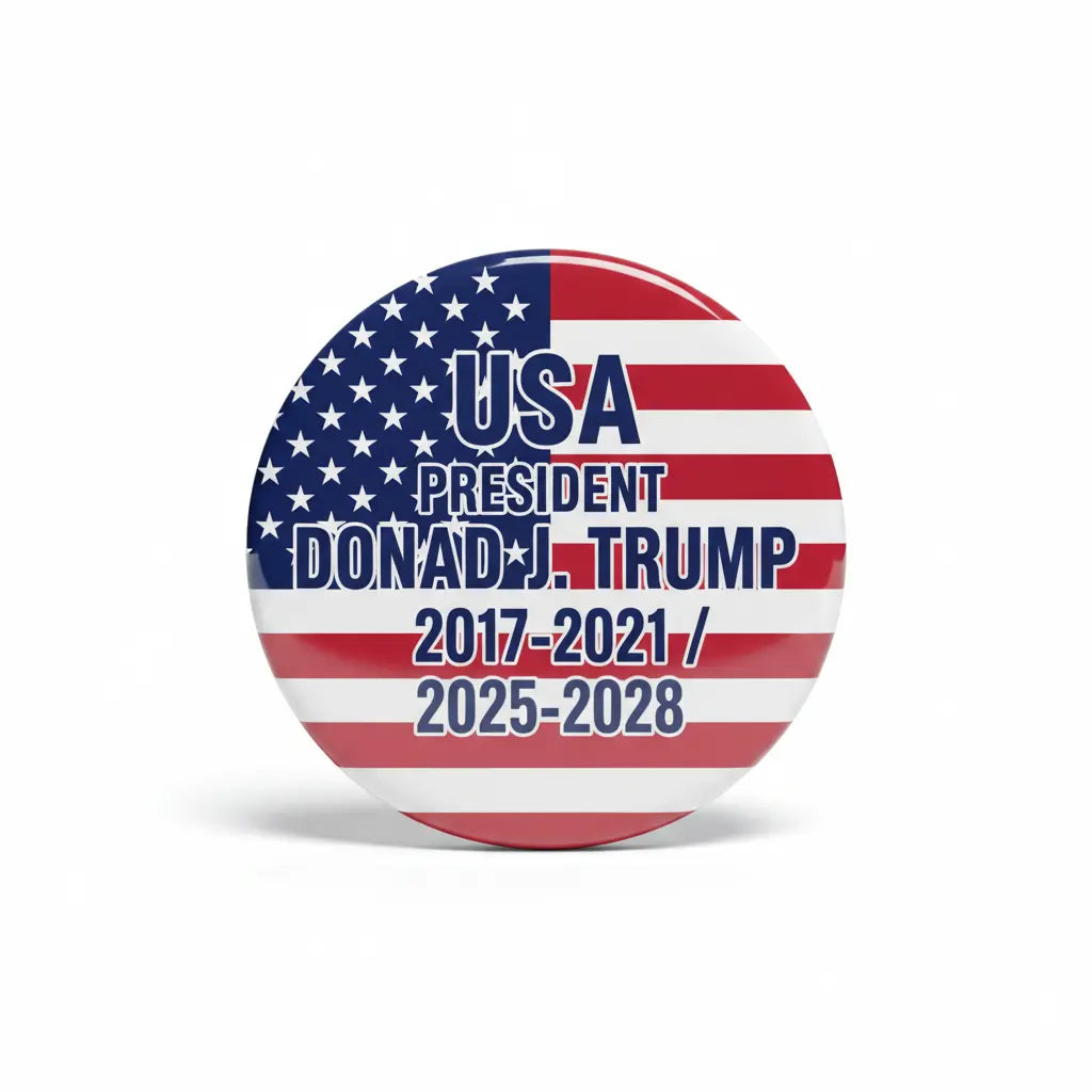 DONALD J. TRUMP 2017-2021 2025-2028 Pin Button 2.25-inch - mypinbacks.com