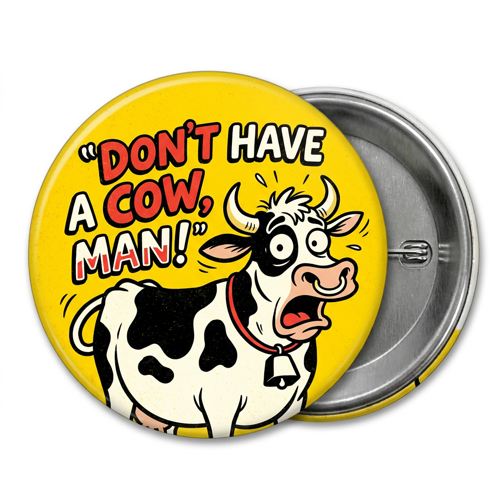 Don't have a cow, man Pin Button 2.25-inch