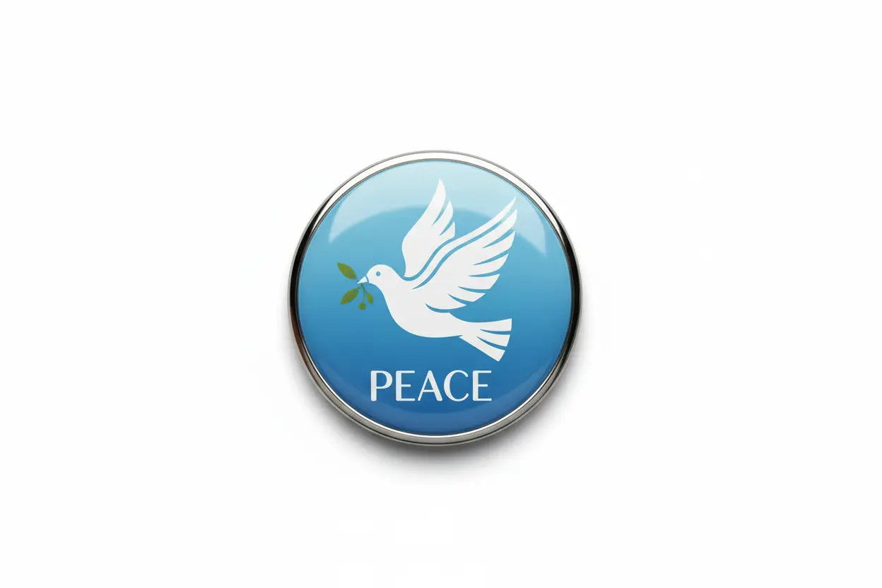 1.45-inch retractable reel with blue Peace dove emblem