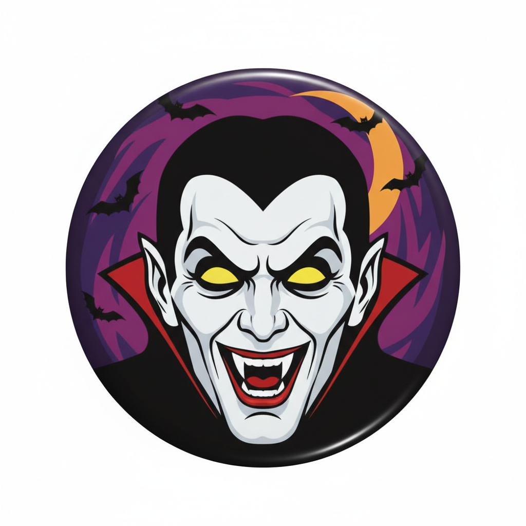 Dracula Mask Halloween Pin Button 2.25-inch