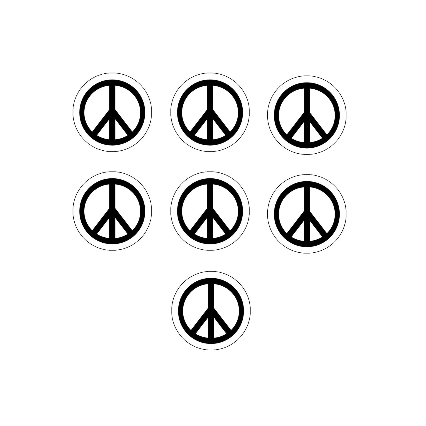 7 Pcs. Peace Love BW 1.25" Pinback or Jackets, Backpacks, etc.