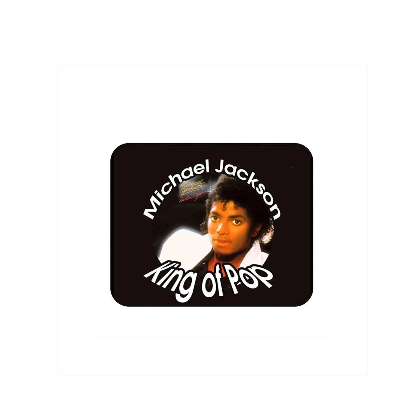 Dark mouse pad with Michael Jackson portrait and 'King of Pop' text