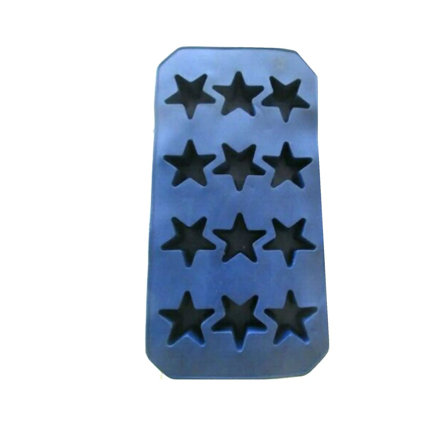 Star-shaped silicone ice cube tray mold with 12 deep star cavities