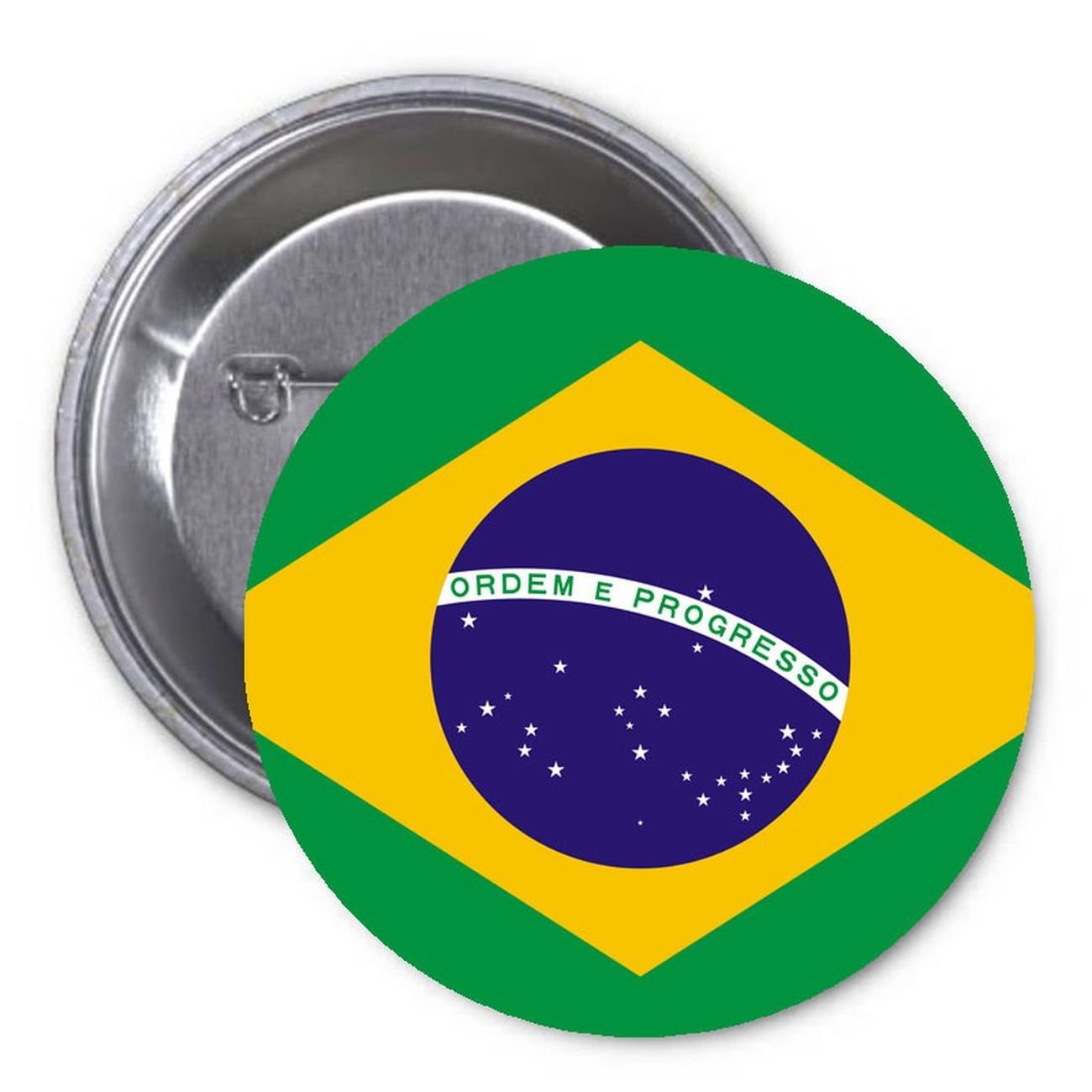 Brazil Flag 1.25" Pinback Button Pin Country Pride Nationality
