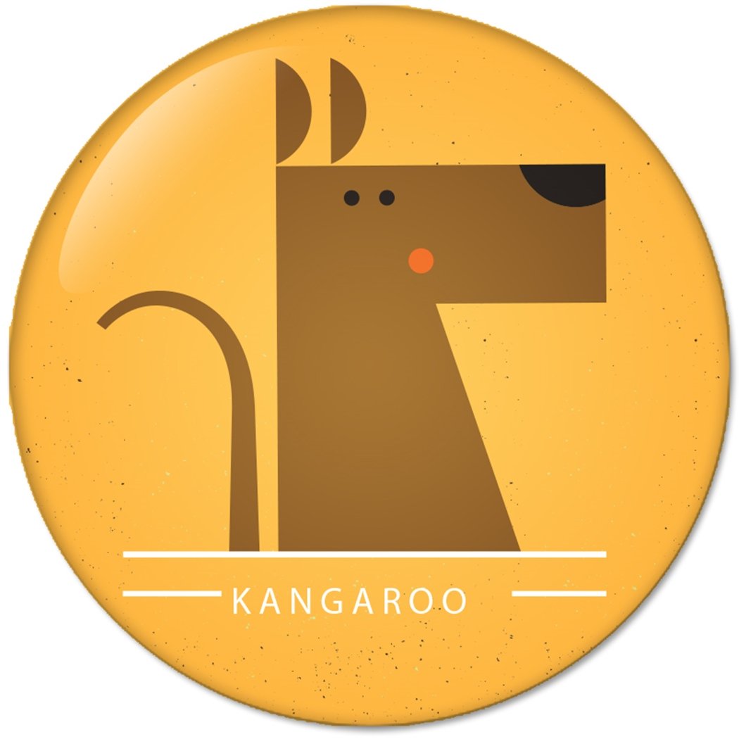 Cute Animal Faces KANGAROO : Pinback Buttons 1.25 Inch (32mm)