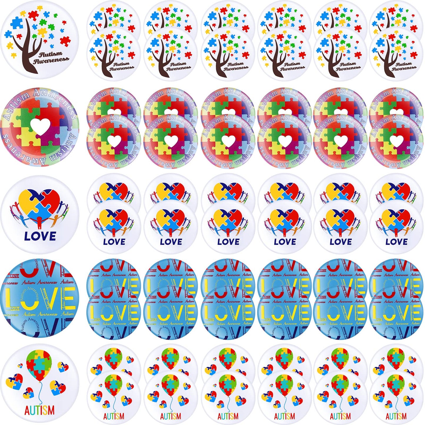 Autism Awareness Buttons Pins 1.26 Inches Autism Awareness Badge Autism Awareness Pins Pinback Buttons Badges Pins (60 Pieces)