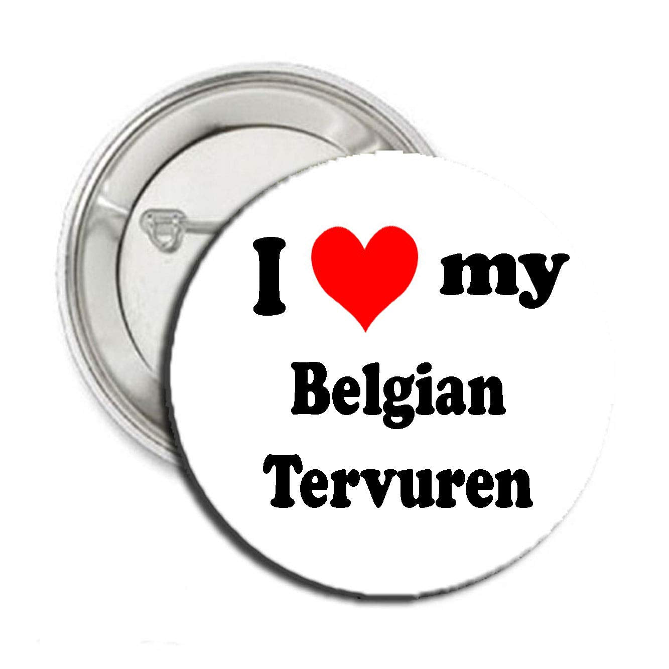 I Love my Belgian Tervuren 2.25-inch Pinback Badge Brooch Default Title