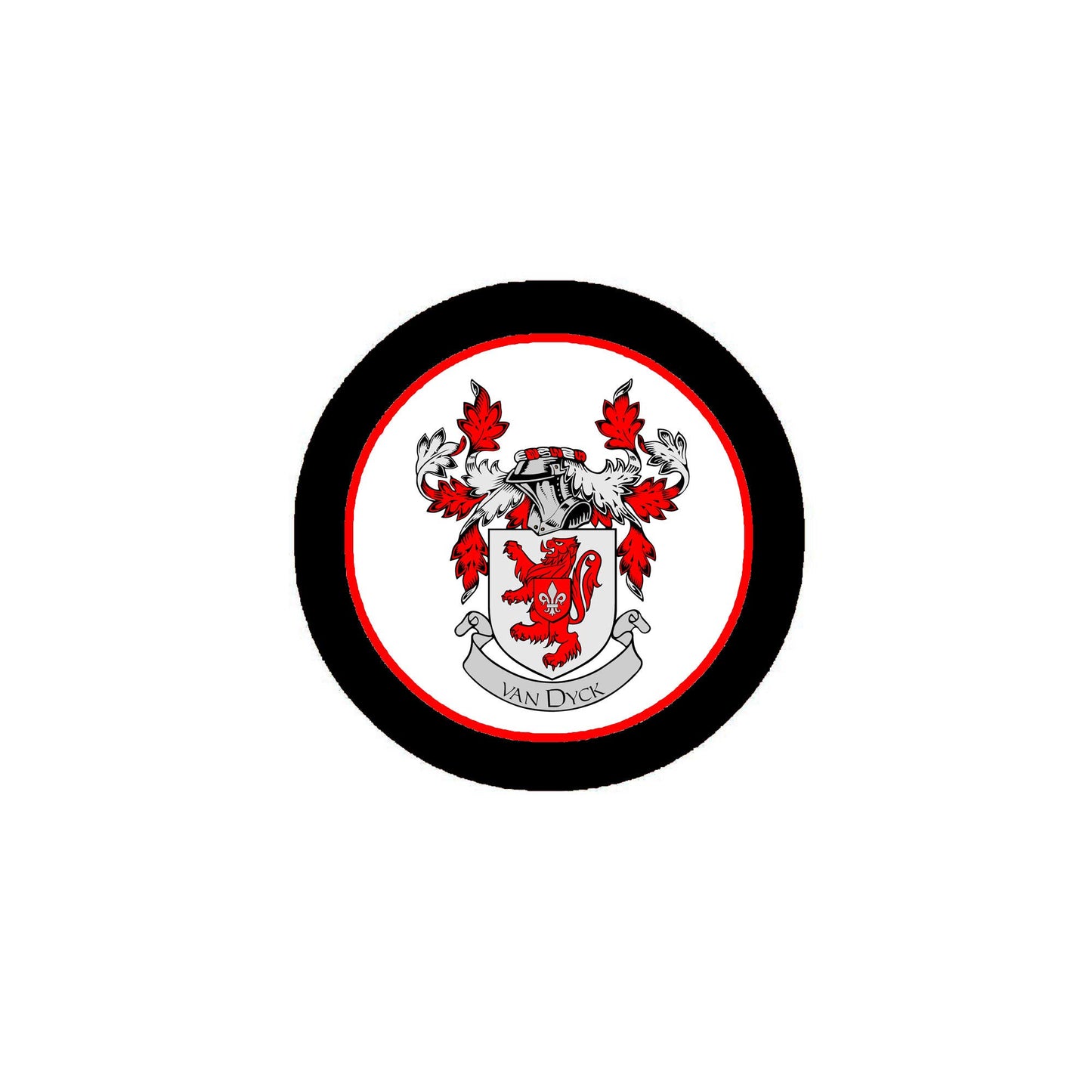 Van Dyck Family Crest 3" Coat of Arms Round Pinback Badge Brooch Pin Back
