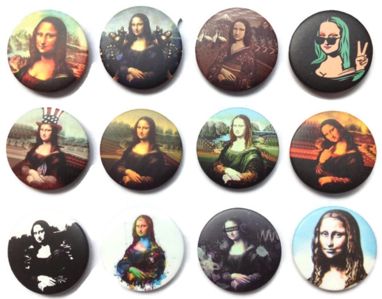 Mona Lisa Smile painting Awesome Quality Lot 12 New Pin Pinback Button Badge 1.25-inch Default Title