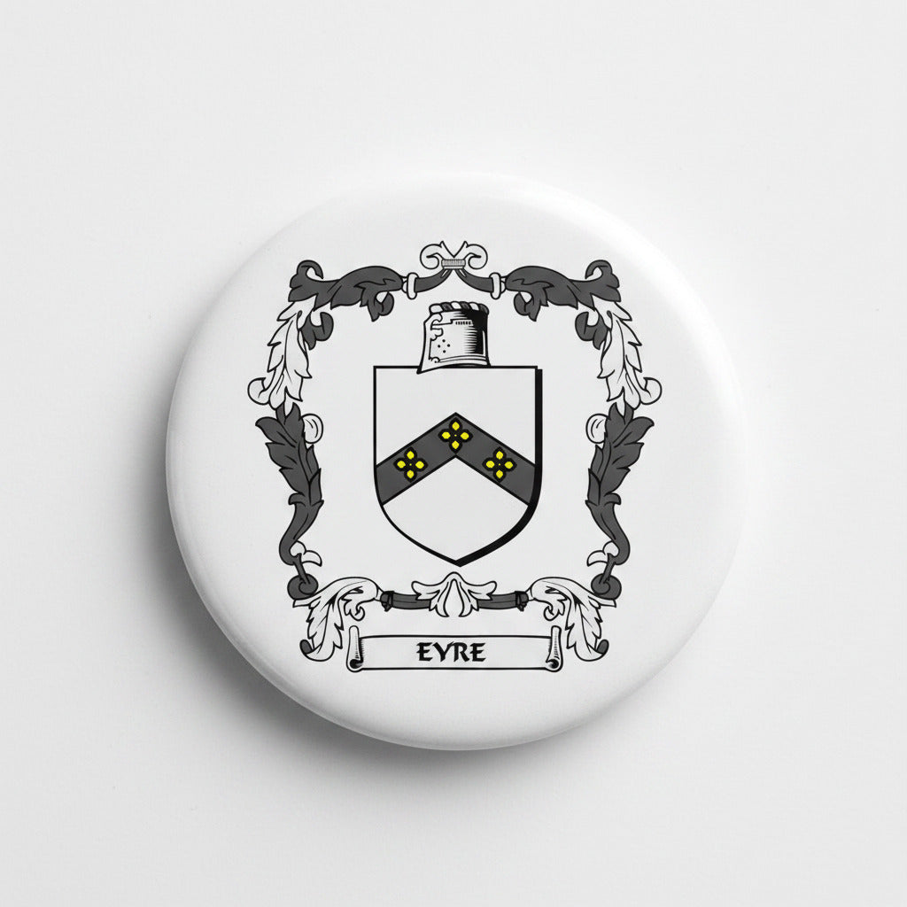 Eyre Family Crest 3-inch Coat of Arms Pinback