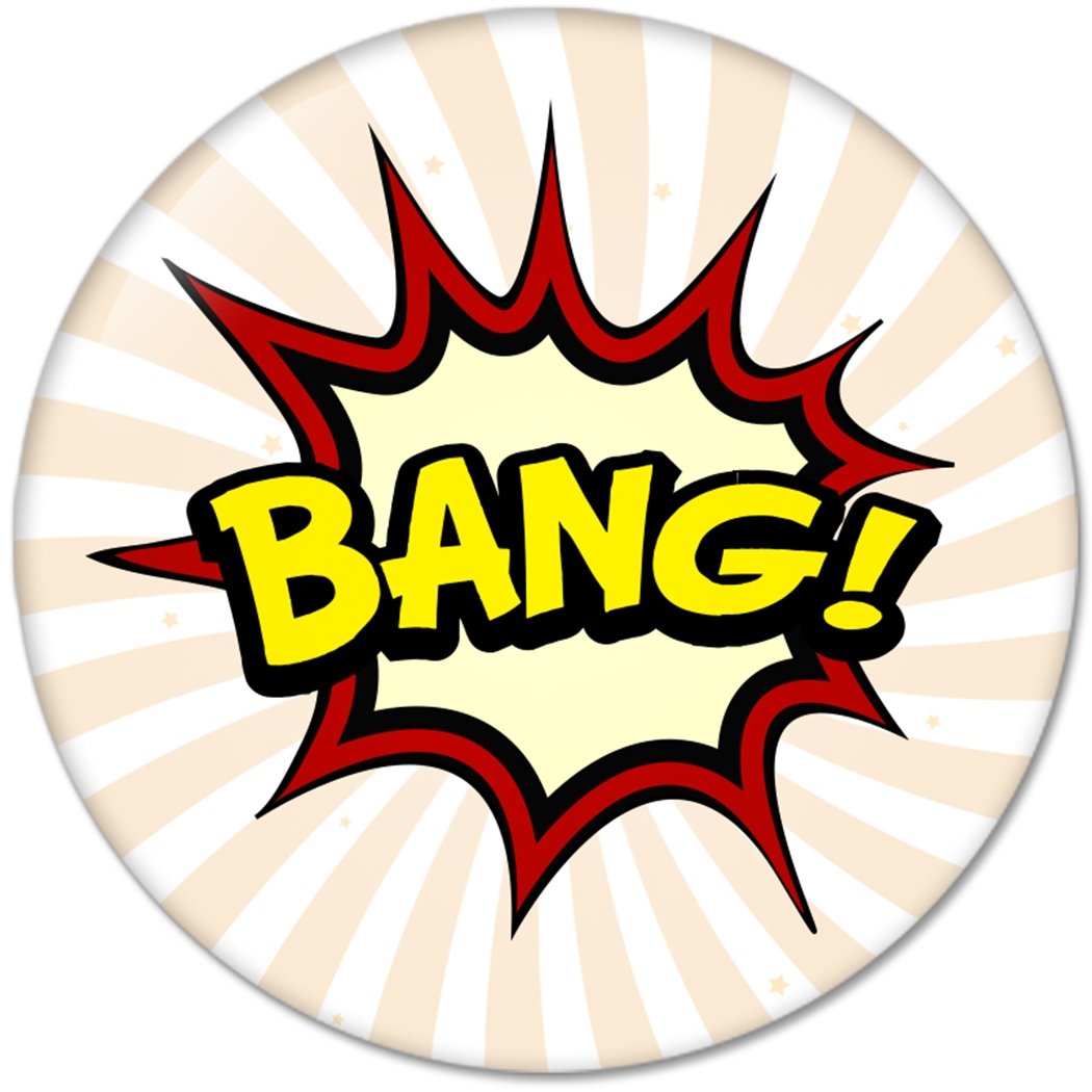 Comic Book Exclamations BANG! : Pinback Buttons 2.25 Inch (58mm)