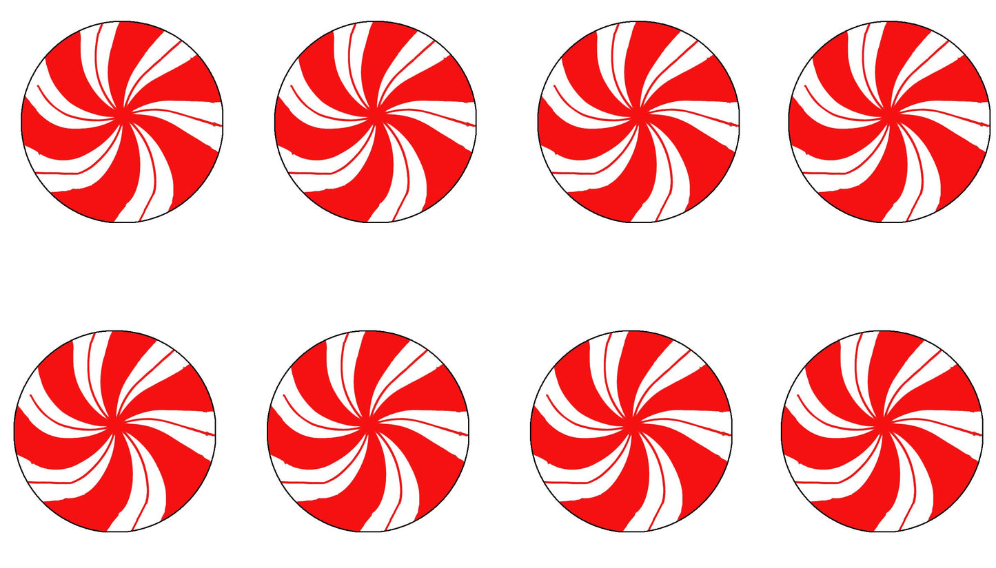 Peppermints Design Merry Christmas 2016 Pinback Button Badge Brooch 1.25-inch - 8 Pcs Set Default Title