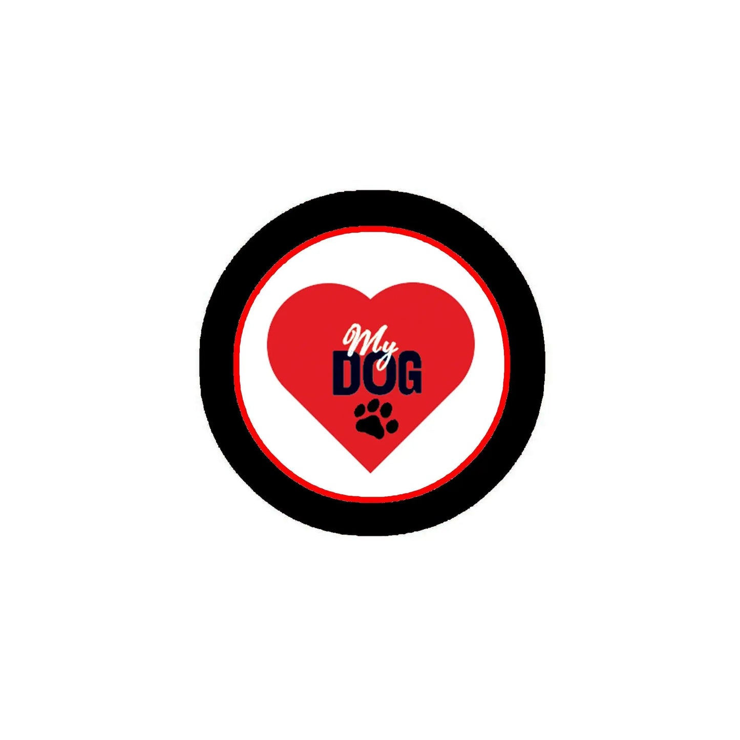 2.25-inch pinback button: red heart with 'My DOG' and paw print
