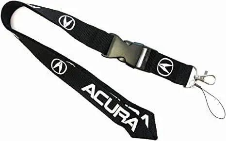 Black ACURA1 car-themed lanyard with metal clasp and phone strap end loop