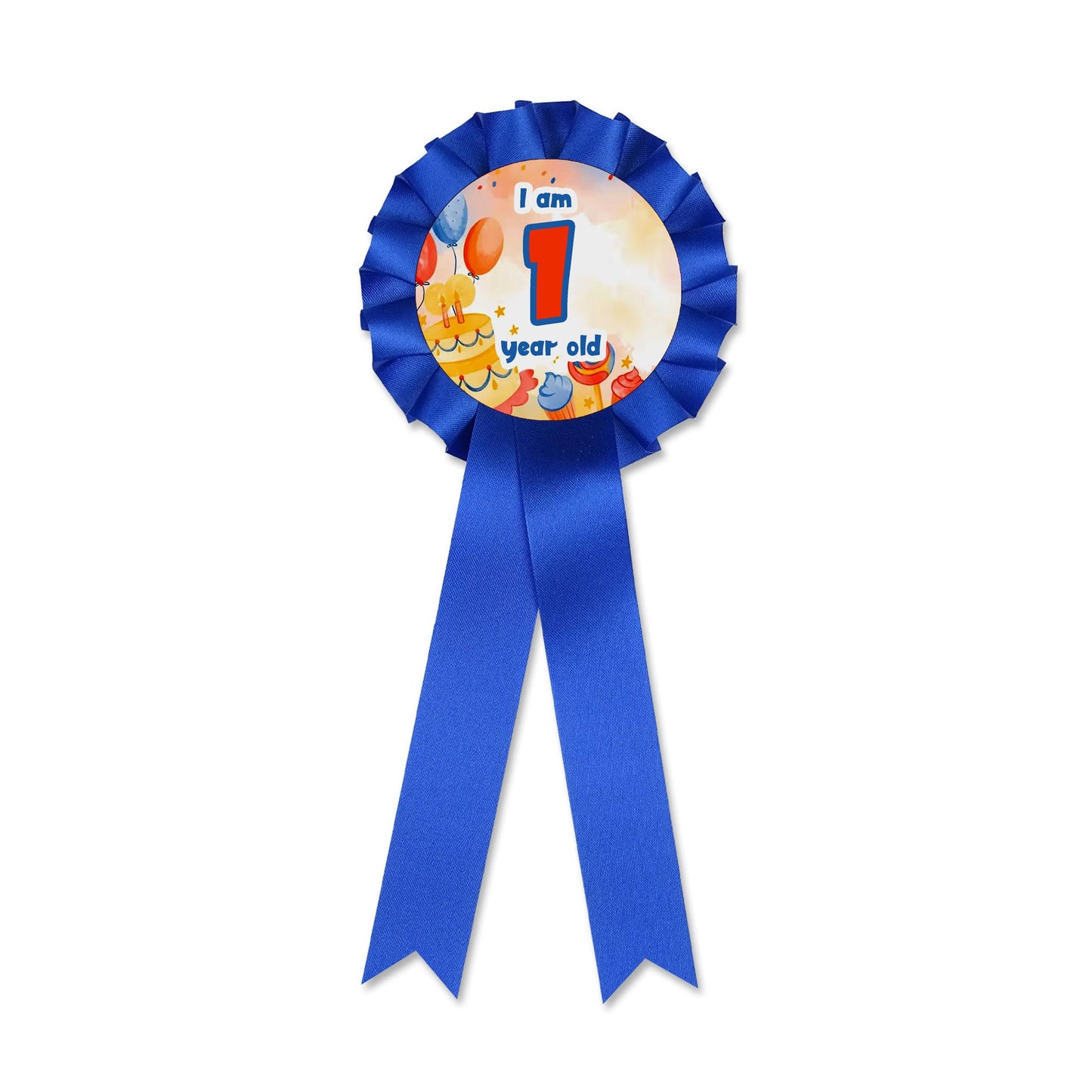 2.25" I am 1 Year Old Pin Party Favor Birthday in a large Rosette Metal Button Pin, Rosette Badge for Girls, Boys, Brooch Party Celebration