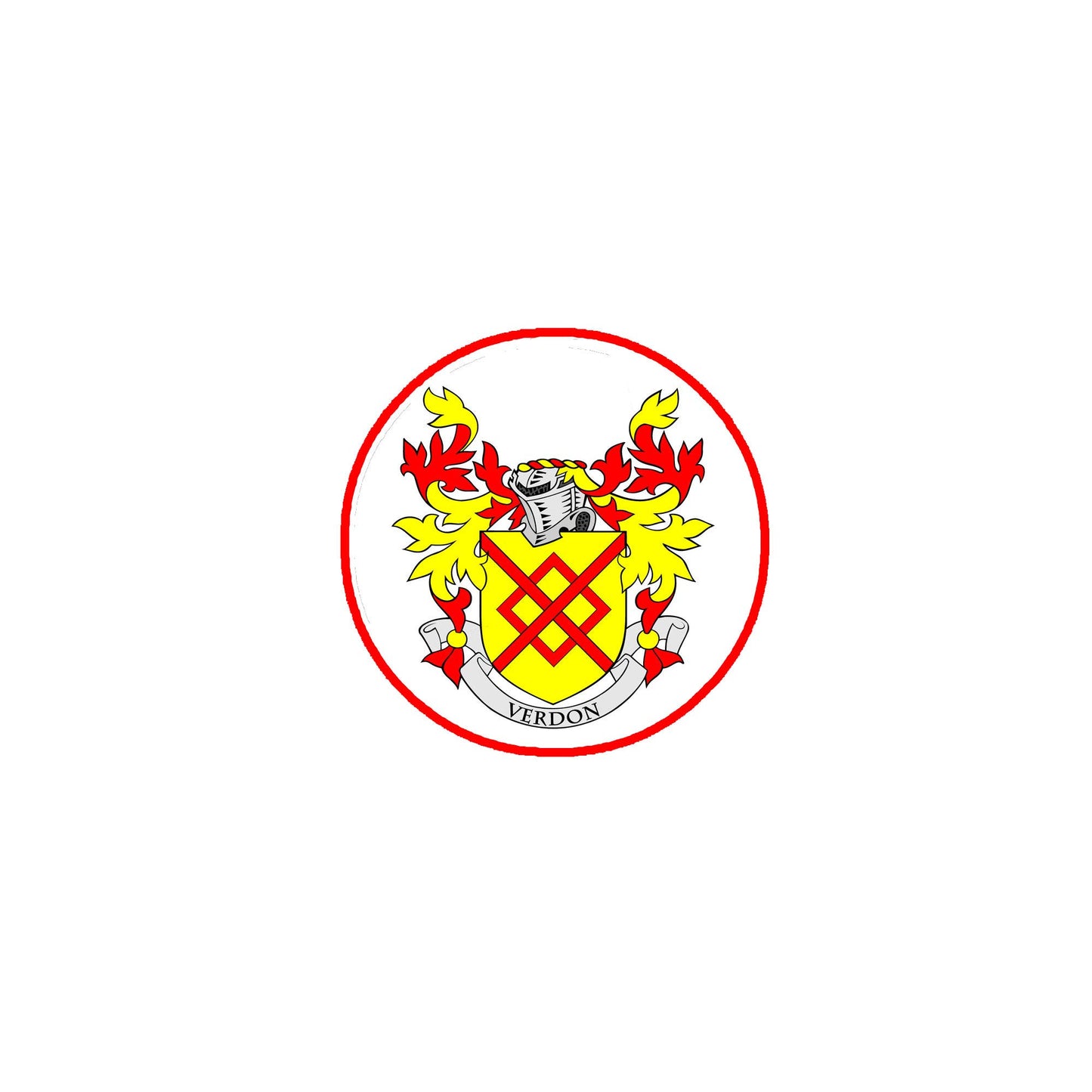 Verdon Family Crest 3" Coat of Arms Round Pinback Badge Brooch Pin Back