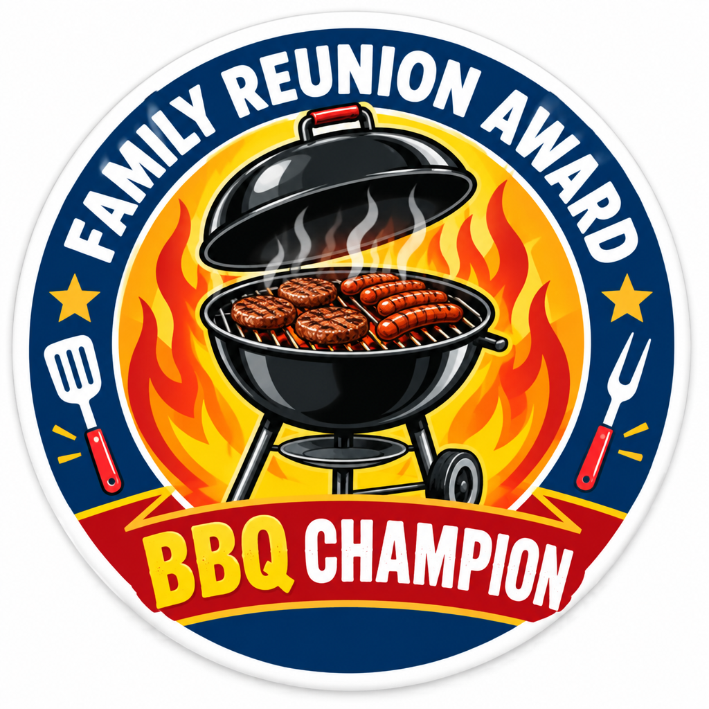 Family Reunion Award Barbecue Grill Professional Pin Button 2.25-inch