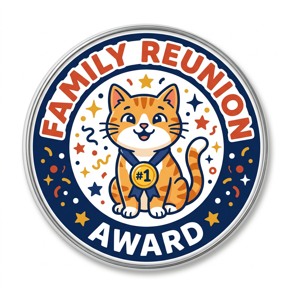 Family Reunion Award Cat Pin Button 2.25-inch