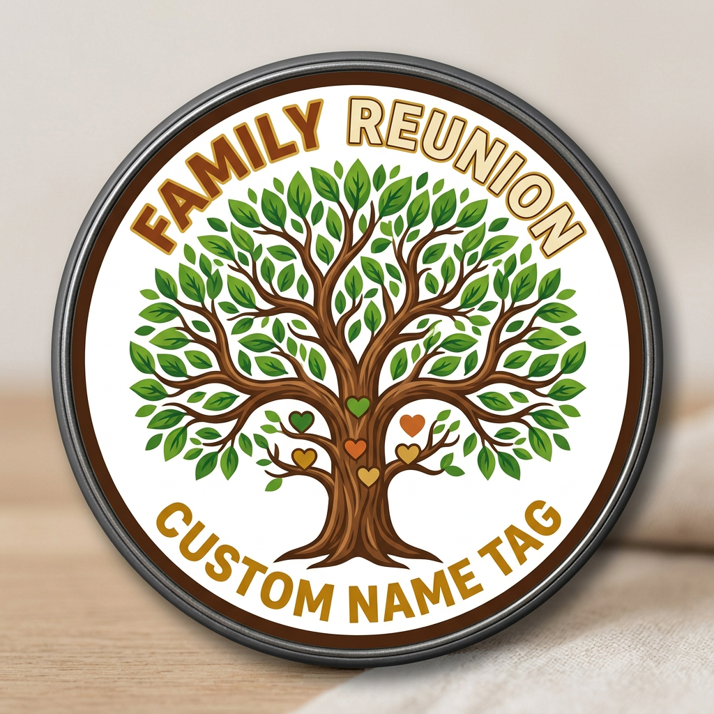 Family Reunion Family Tree Custom Name Tag Pin Button 2.25-inch