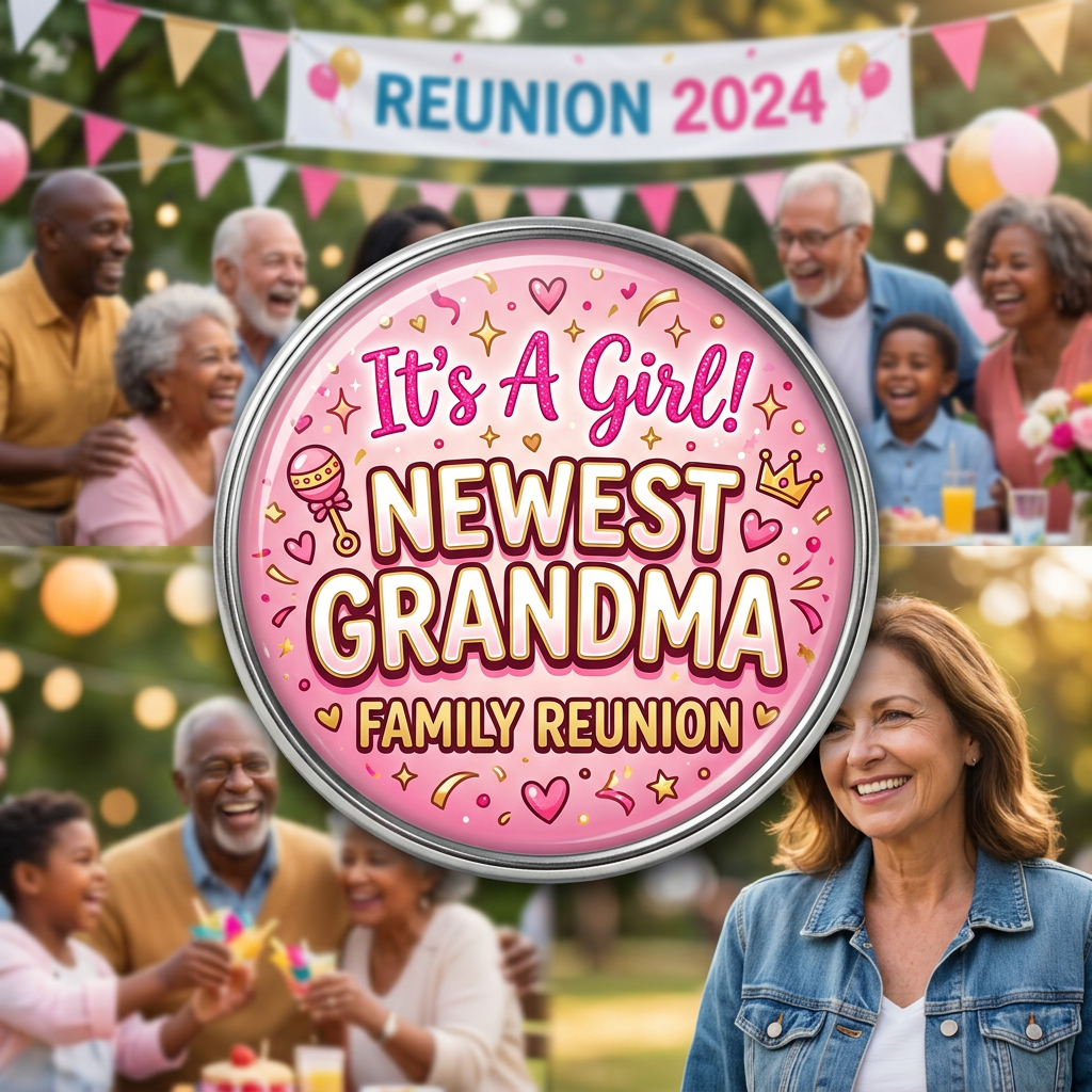 Family Reunion Newest Grandma It's A Girls! Pin Button 2.25-inch