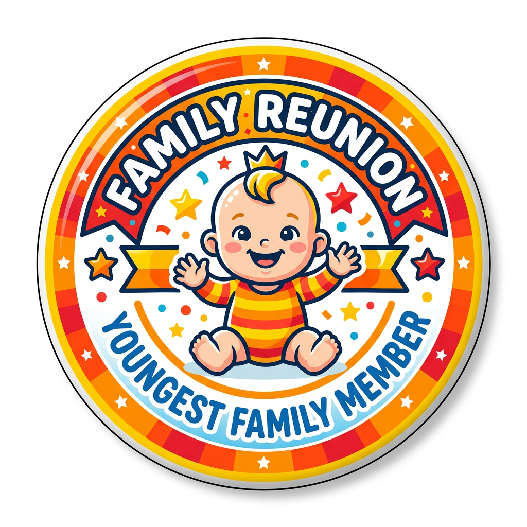 Family Reunion Award Youngest Family Member Pin Button 2.25-inch