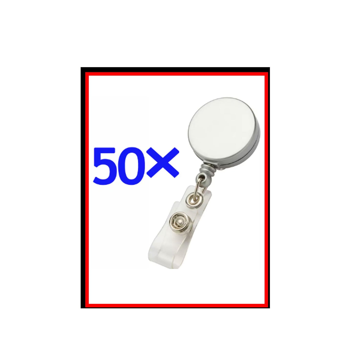 50 Pieces Retractable Badge Holder Reels with Swivel Alligator Clip, ID Card Holder Name Badge Reel Clips for Students Teachers Office Workers (White)