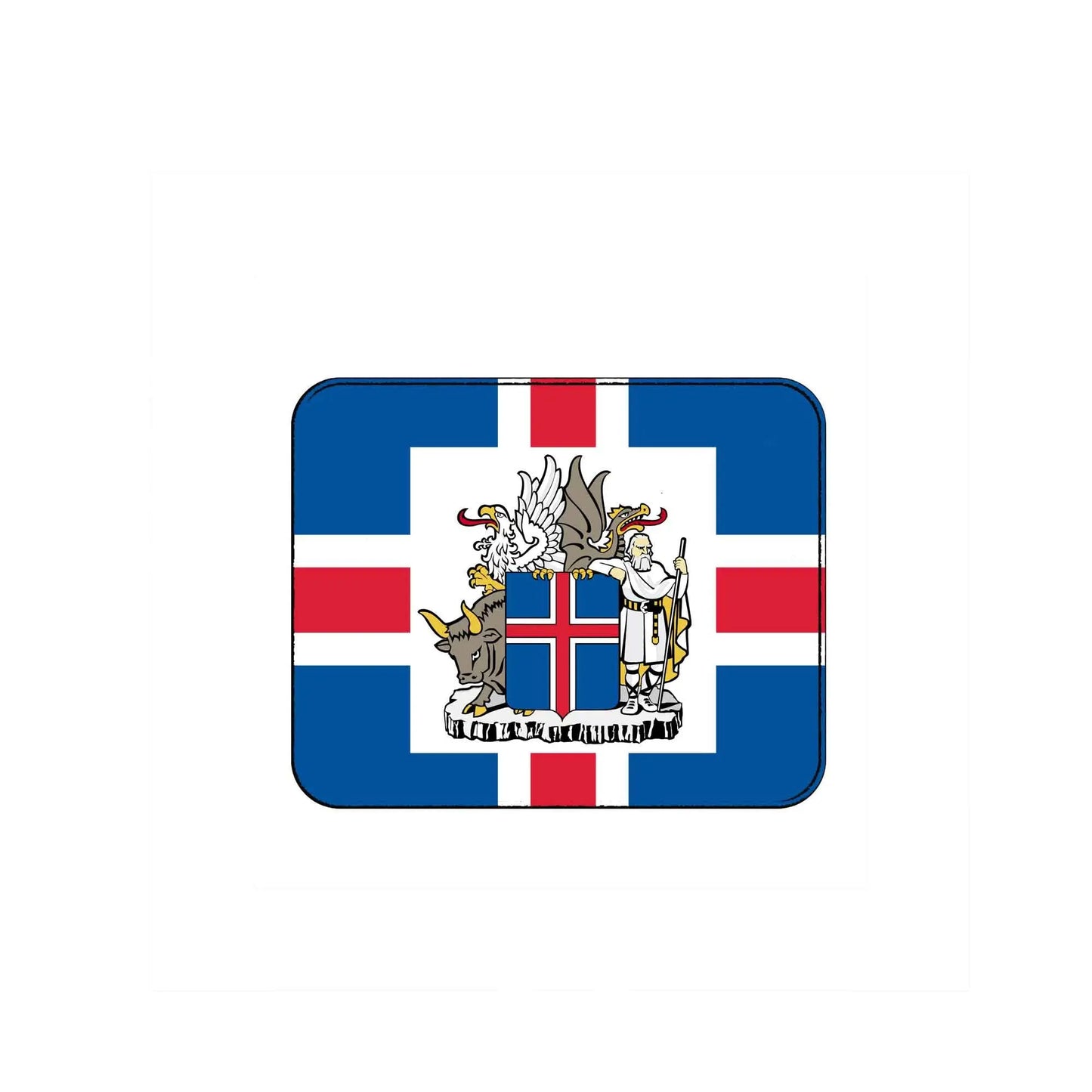 Iceland flag mouse pad with blue border and crest design, rounded corners