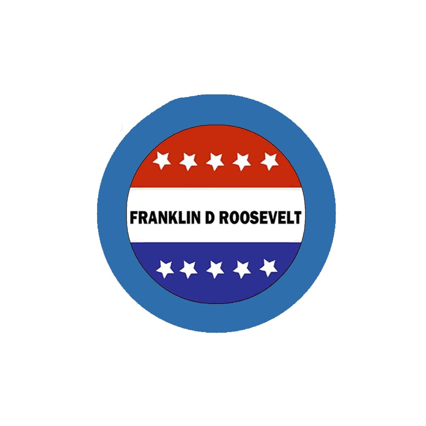 Franklin D Roosevelt Stars & Stripes Voting Style Pinback 2.25"