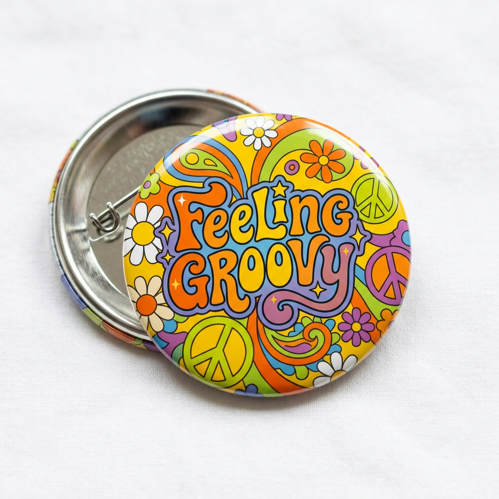 Feeling Groovy Pin Button 2.25-inch