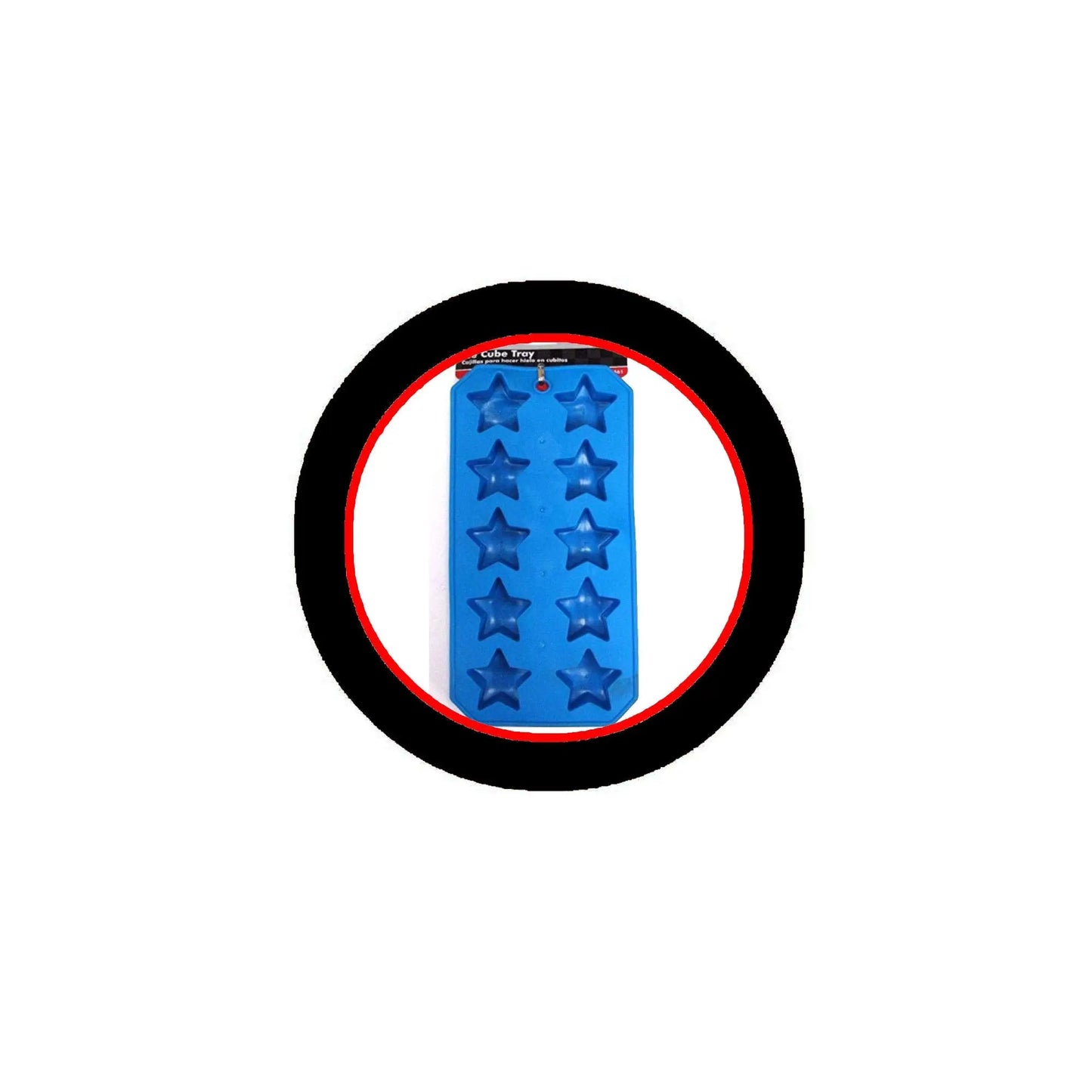 Blue ice tray with star-shaped cavities for shaped ice cubes