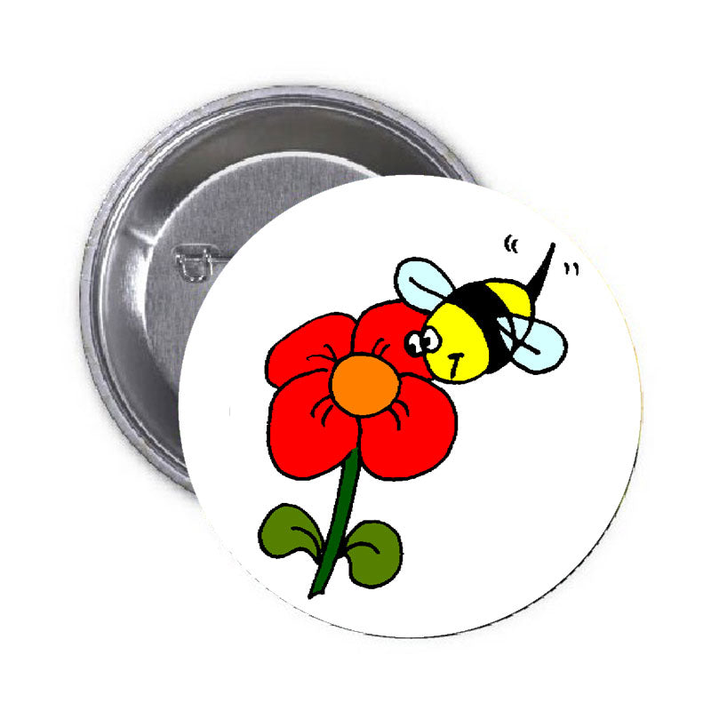 Flower Bee Pinback 2.25"