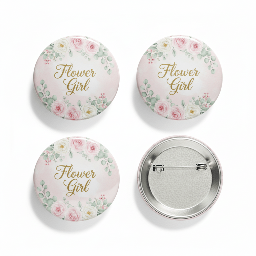Flower Girl Wedding Bridal Pinback 1.25-inch 5 Pcs - My Pinbacks