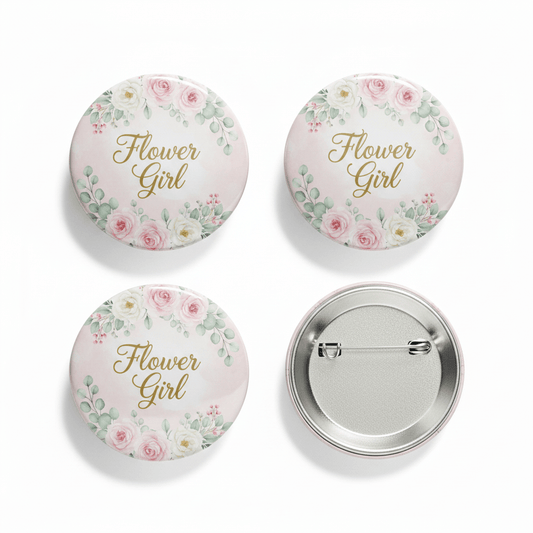 Flower Girl Wedding Bridal Pinback 1.25-inch 5 Pcs - My Pinbacks