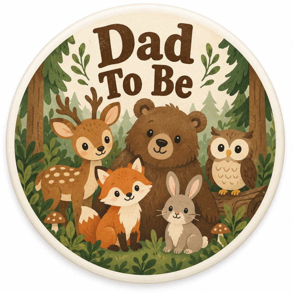 Forest Woodland Animals Dad To Be Pin Button 2.25-inch