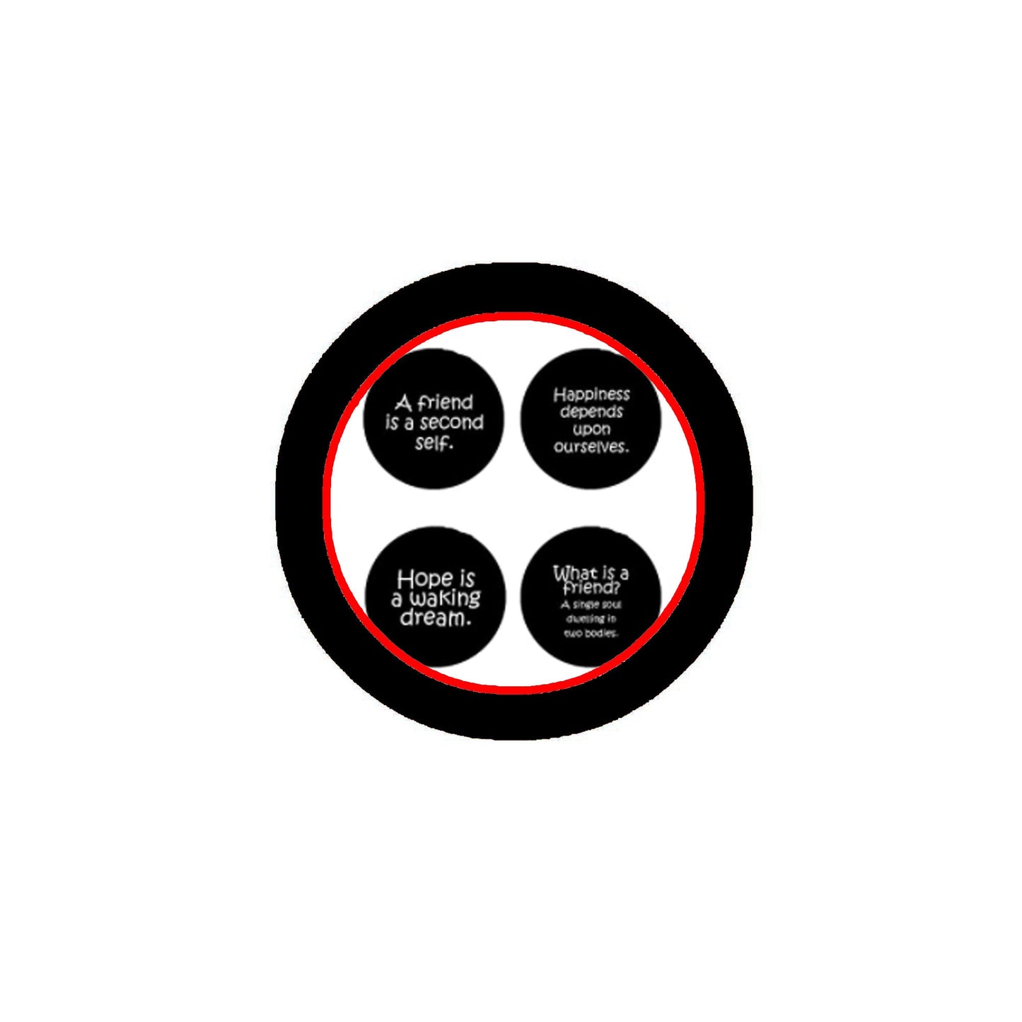 Aristotle Quotes Friendship 4 Pcs Pinback 1.25" Cohen