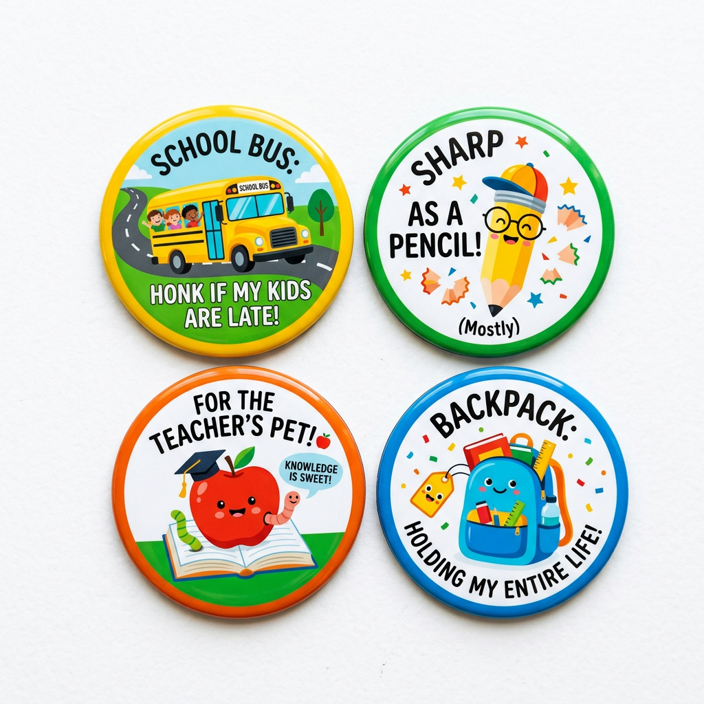 Funny Car Magnets School Collection 2.25-inch 4 Pcs