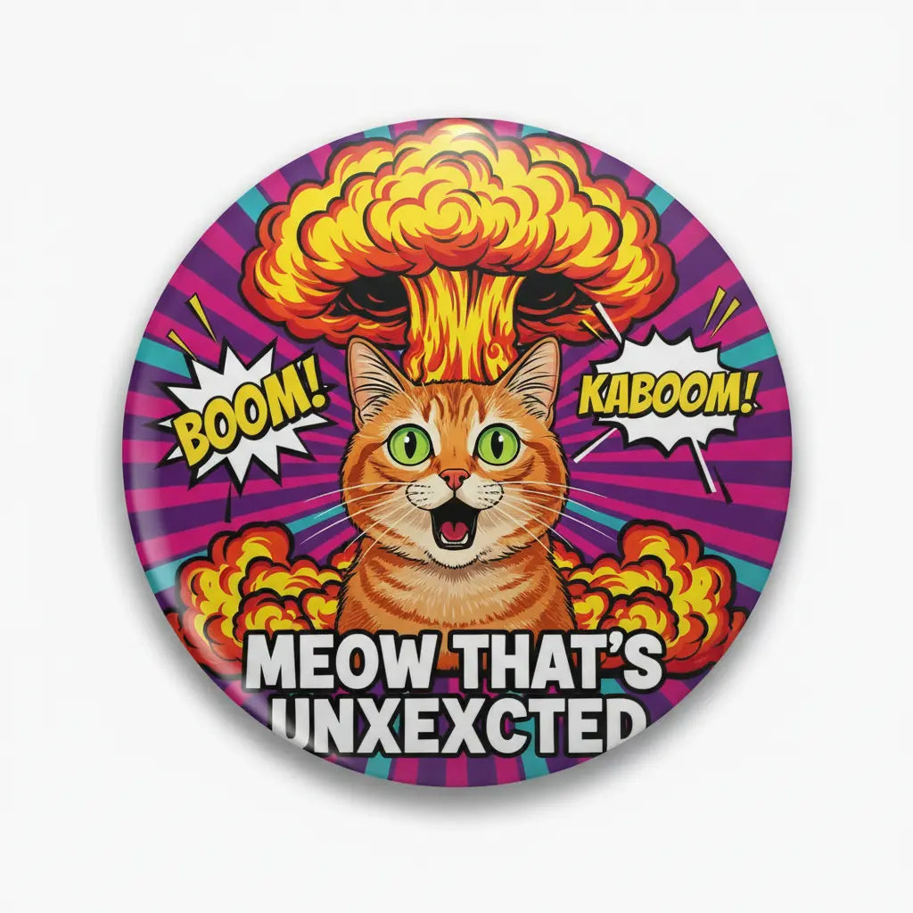 Funny Nuclear Explosion Cat Meme Pinback 2.25-inch