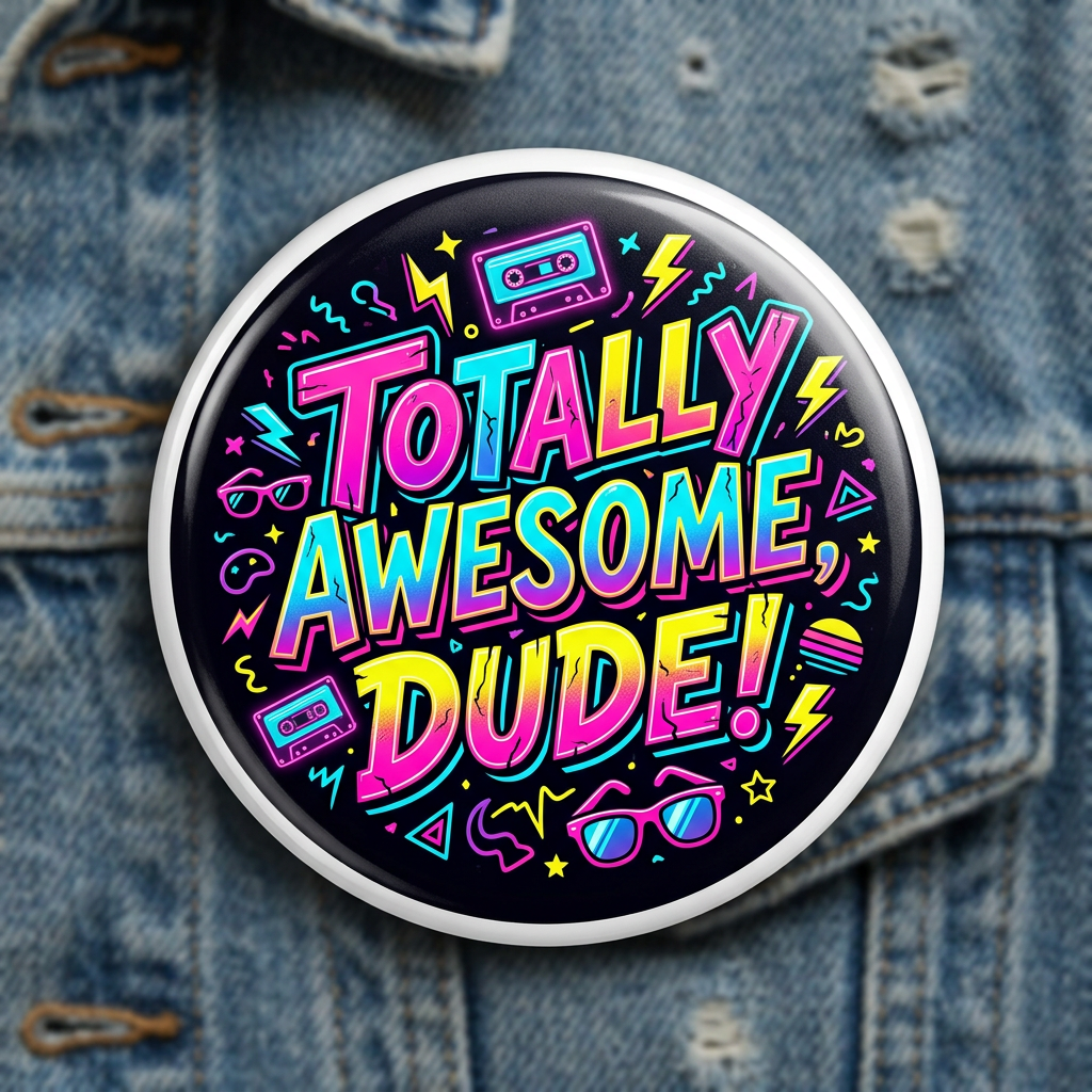 Gen X Totally awesome, dude Pin Button 2.25-inch